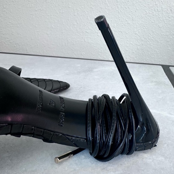 Rich Sandal by Jessica Rich Black Stiletto Lace Up Heels Size 40 / 9.5 - Picture 5 of 16